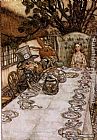 Arthur Rackham Canvas Paintings - Alice in Wonderland A Mad Tea Party